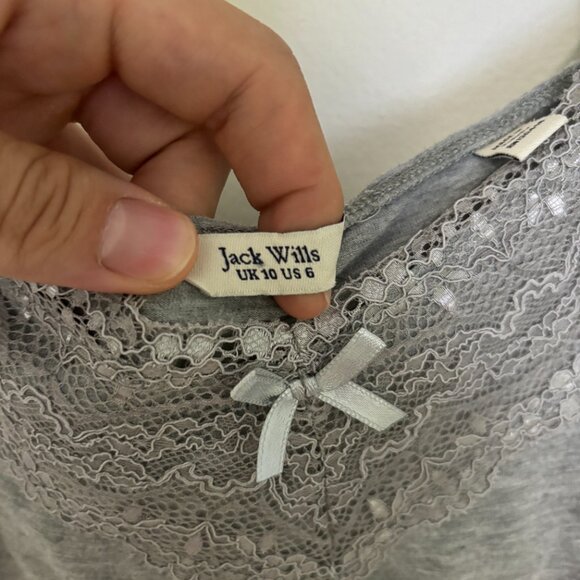 Jack Wills Grey Ribbon Lace Tank Top - Picture 4 of 4